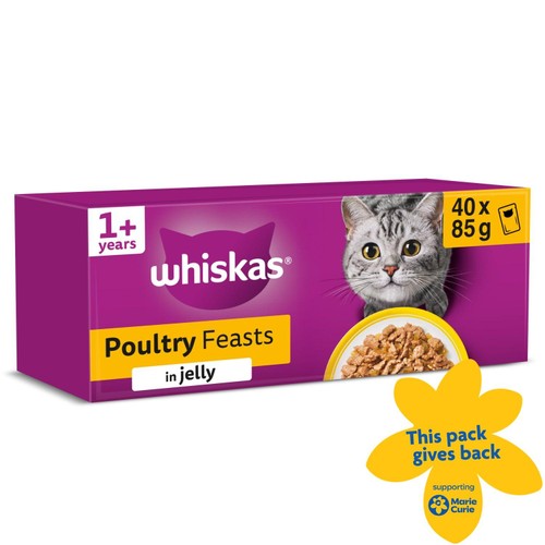 Whiskas 1+ Poultry Feasts Adult Wet Cat Food Pouches in Jelly