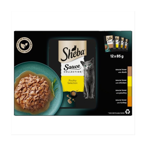 Sheba Sauce Collection Wet Cat Food Pouches With Poultry In Gravy 12 x 85g