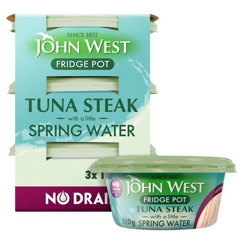 John West No Drain Fridge Pot Tuna Steak with a Little Spring Water 3x110g