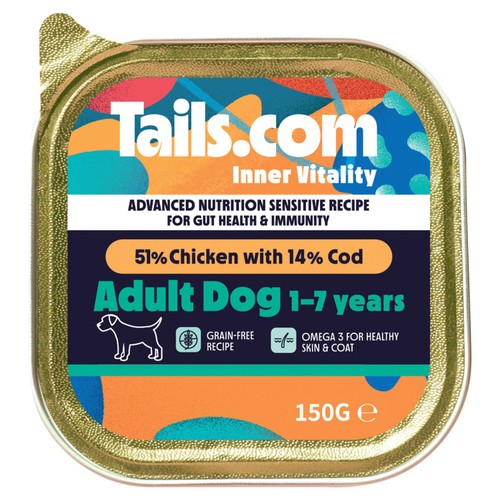 Tails.Com Inner Vitality Sensitive Adult Chicken & Cod Tray 150g