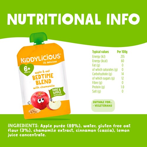 Kiddylicious Apple & Oat Bedtime Blend With Chamomile Pouch