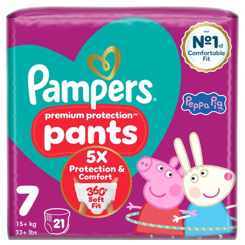 Pampers Premium Protection Nappy Pants Size 7, 21 Nappies Essential Pack