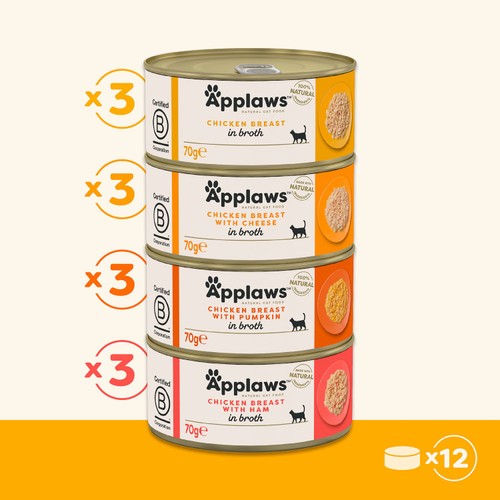 Applaws Natural Wet Cat Food Chicken Selection In Broth 12 X 70G