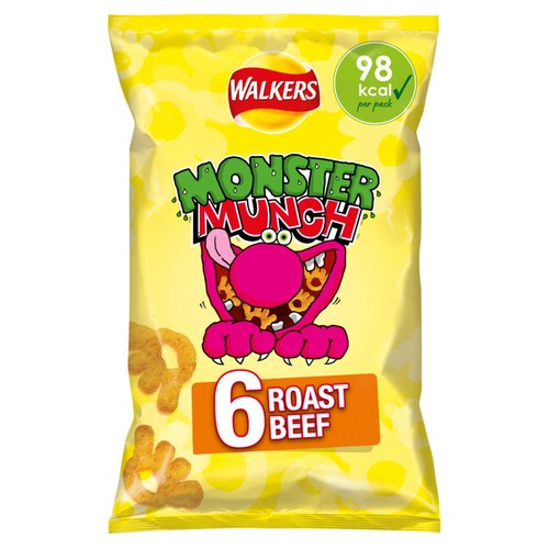 Walkers Monster Munch Roast Beef Multipack Snacks Crisps