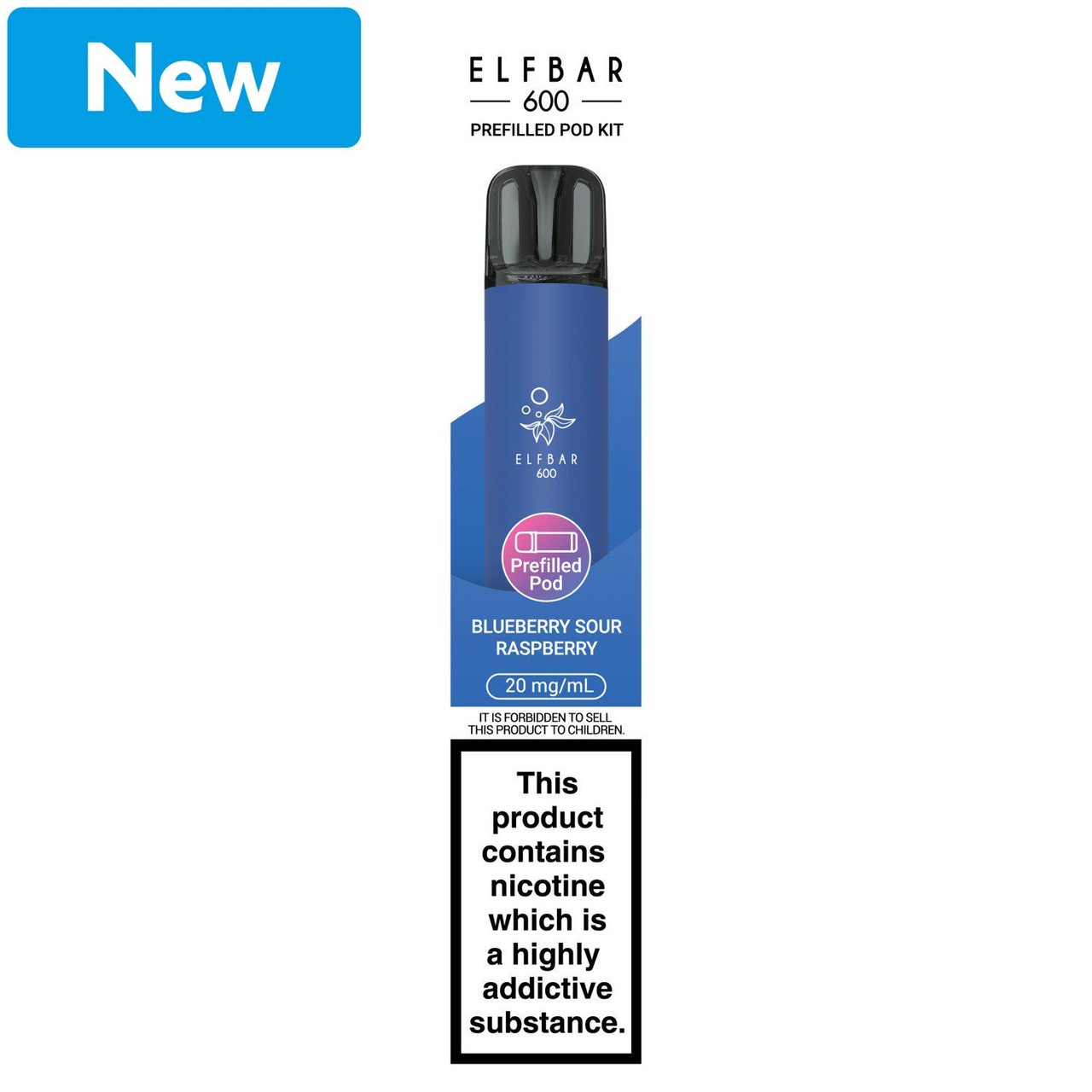 Elfbar 600 Rechargeable Prefilled Pod Kit Blueberry Sour Raspberry