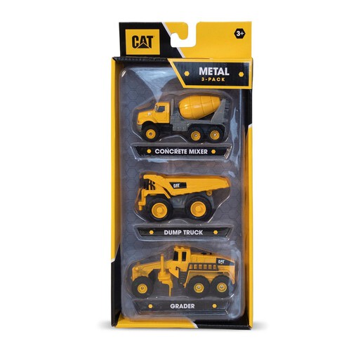 Cat Metal 3 Pack - Concrete Mixer, Dump Truck, & Grader