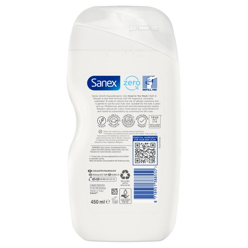 Sanex Zero% Hypoallergenic Kids Head to Toe Bath & Shower Gel