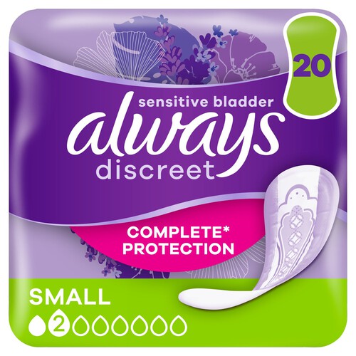 Always Discreet Incontinence Pads Small for Sensitive Bladder 20 pack