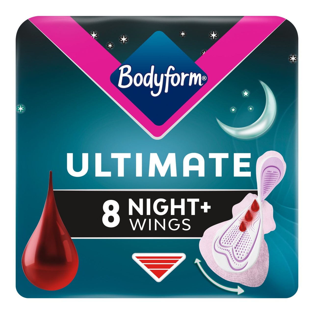 Bodyform Ultimate Ultra Night Sanitary Towels Wings 8 Pack