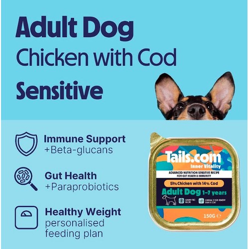 Tails.Com Inner Vitality Sensitive Adult Chicken & Cod Tray 150g