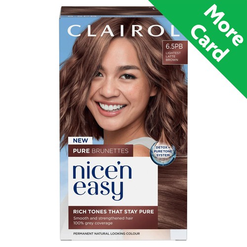 Clairol Nice'n Easy Pure Brunettes Hair Dye Lightest Latte Brown 6.5PB