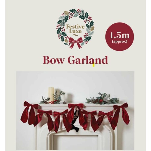 Morrisons 1.5M Red Bow Garland
