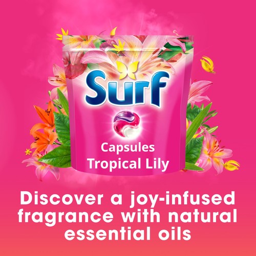 Surf 3 in 1 Laundry Washing Detergent Capsules Tropical Lily 51 Washes