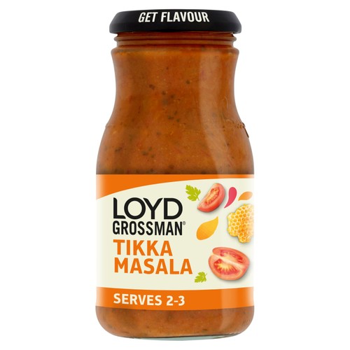 Loyd Grossman Indian Tikka Masala Curry Medium Spice Cooking Sauce 350g