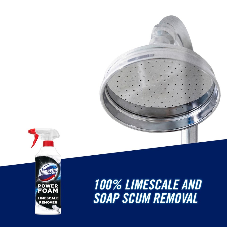 Domestos Power Foam Toilet & Bathroom Cleaner Spray Limescale Remover ...