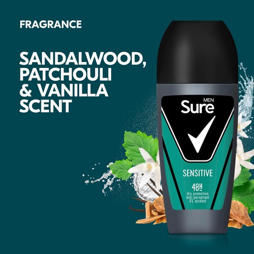 Sure Men Antiperspirant Deodorant Roll On Essential Sensitive 