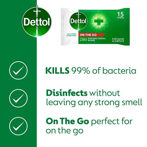Dettol On The Go Hands And Surface Antibacterial Wipes 