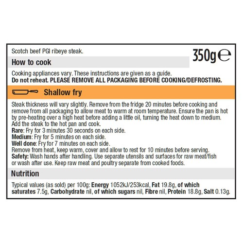 Morrisons The Best Scottish Thick Cut Ribeye Steak 350g