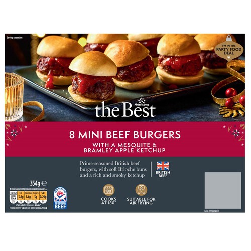 Morrisons The Best 8 Mini Beef Burgers With A Mesquite & Apple Ketchup