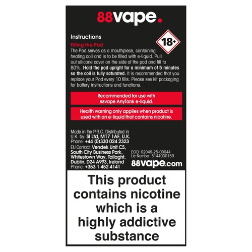 88Vape G-Series Replacement Pod 2ml 2 Pack
