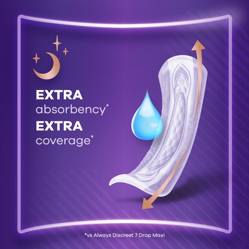 Always Discreet Pads Maxi Night Incontinence Bladder Weakness 12 Pack