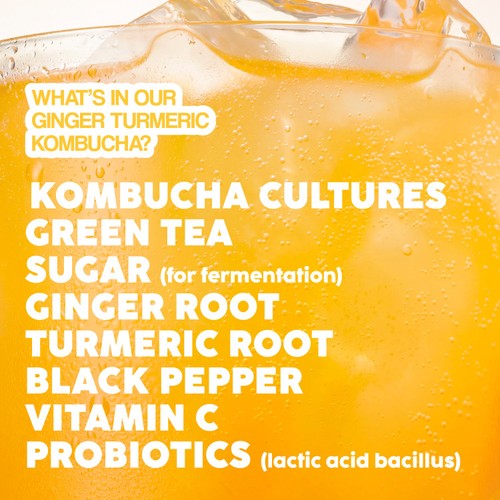 Fix8 Kombucha Ginger Turmeric Live Sparkling Soda 4 x 250ml