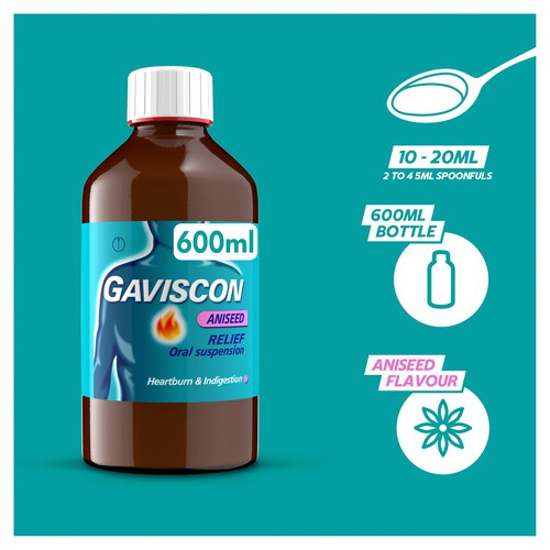 Gaviscon Liquid Heartburn & Indigestion Relief Aniseed Flavour