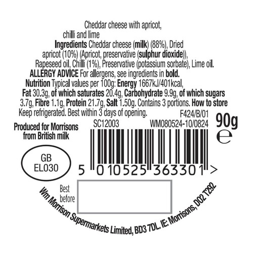 Morrisons Cheddar With Apricot, Chilli & Lime Truckle 
