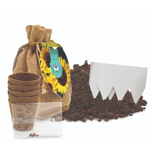 Bee Friends Jute Bag Sunflower Seed Starter Kit 