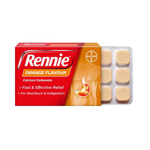 Rennie Orange Heartburn & Indigestion Chewable Tablets