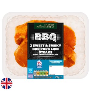Morrisons British Sweet & Smokey Bbq Pork Loin Steaks 2 Pack 250g