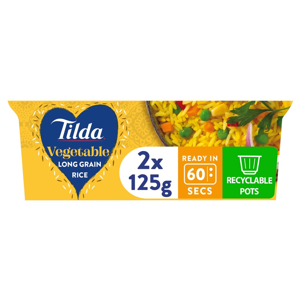 Tilda Pots Vegetable Long Grain Rice 2x125g