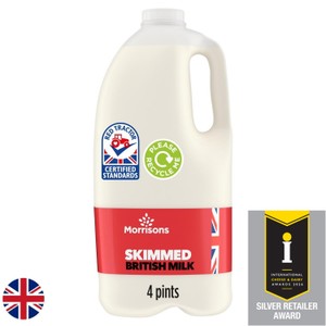 Morrisons For Farmers British Semi Skimmed Milk 4 Pint