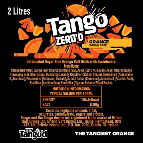 Tango Orange Sugar Free Bottle