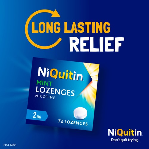 NiQuitin Mint Lozenge - 2mg, 72 Nicotine Lozenges - Stop Smoking Aid