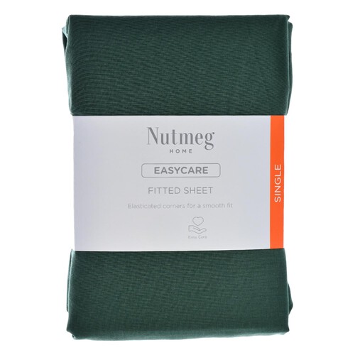 Nutmeg Home Easycare Forest Green Fitted Sheet Single