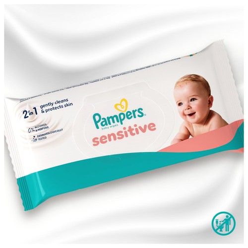 Pampers Sensitive 2 In 1 Baby Wipes 12 x 52 Pack