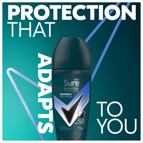 Sure Men Anti-perspirant Deodorant Roll On Non stop Invisible Ice 50ml