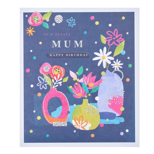 Contemporary Trend Flowers Mum Birthday Card L022