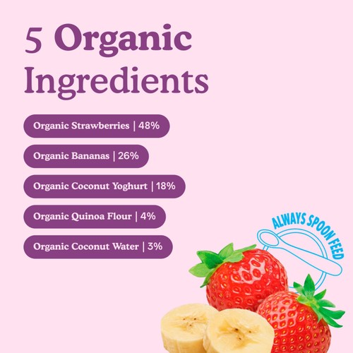 Little Freddie Organic Dairy Free Strawberry Yoghurt Baby Food Pouch 6+ M