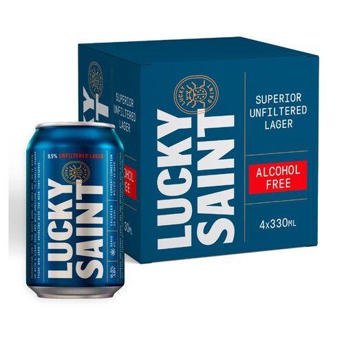 Lucky Saint Unfiltered Alcohol Free Lager Can