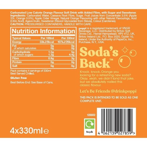Poppi Orange 4 x 330ml