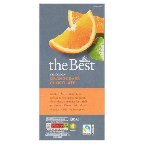 Morrisons The Best 52% Cocoa Orange Dark Chocolate   100g