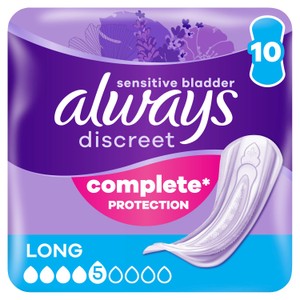 Always Discreet Long Incontinence Pads 10 Pack