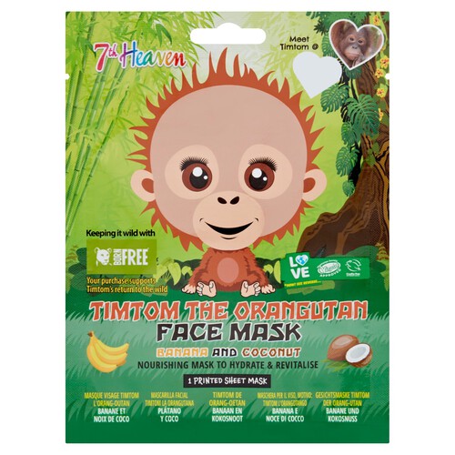 7Th Heaven Wild Animals Orangutan Face Mask Banana And Coconut