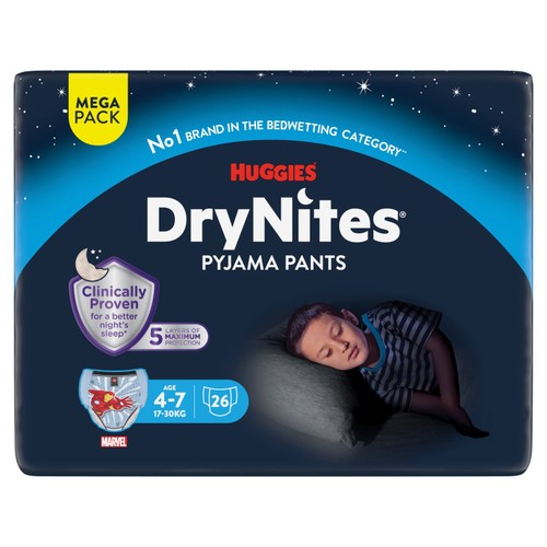 Huggies Drynites Pyjama Pants Age 4-7 Boy Mega 