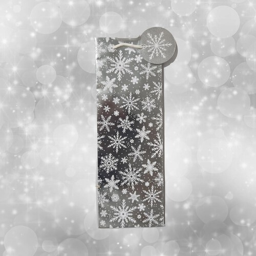 Morrisons Silver Snowflake Bottle Bag