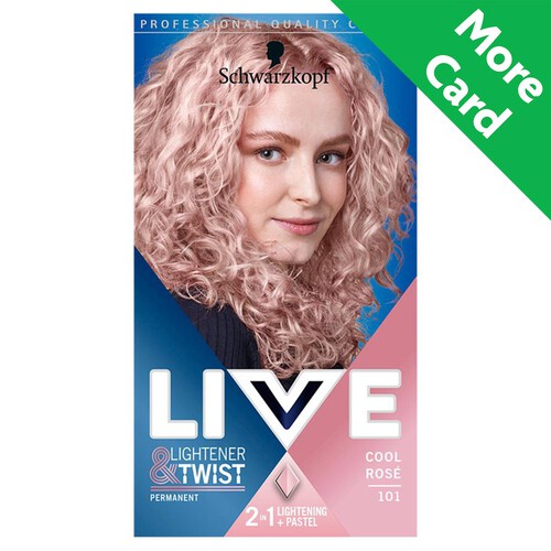 Schwarzkopf LIVE Lightener + Twist Permanent Pink Hair Dye 101 Cool Rose