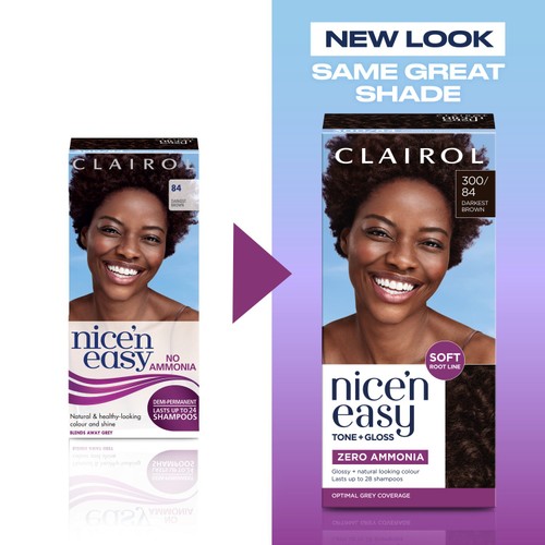Clairol Nice'N Easy Tone+Gloss Semi Permanent Hair Dye 300/84 Darkest Brown