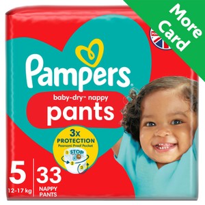 Pampers Baby-Dry Nappy Pants Size 5, 12-17kg Essential Pack | Morrisons